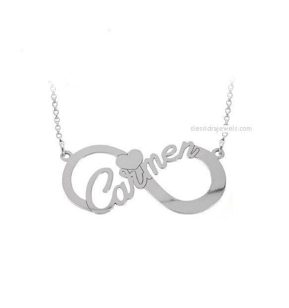 Collana personalizzata con incisione infinito amore - silver 5 cm