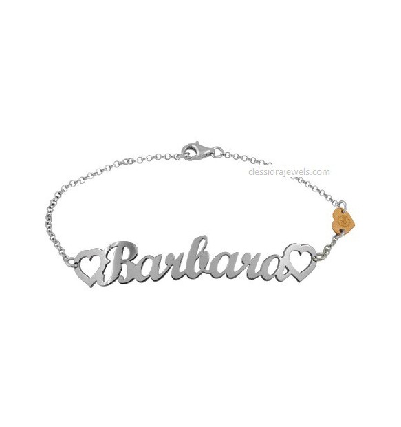 BRACCIALE PERSONALIZZATO CON NOME - NOME E CUORE SILVER 5.5 CM