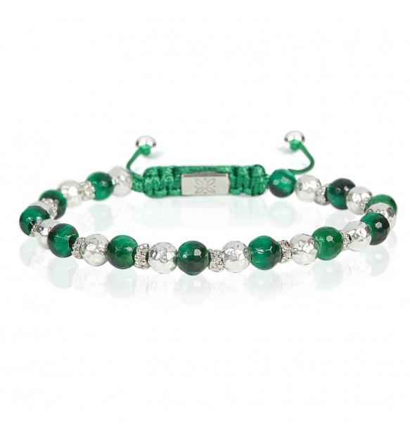 Bracciale Gerba Silver Stone occhio di tigre verde SS06