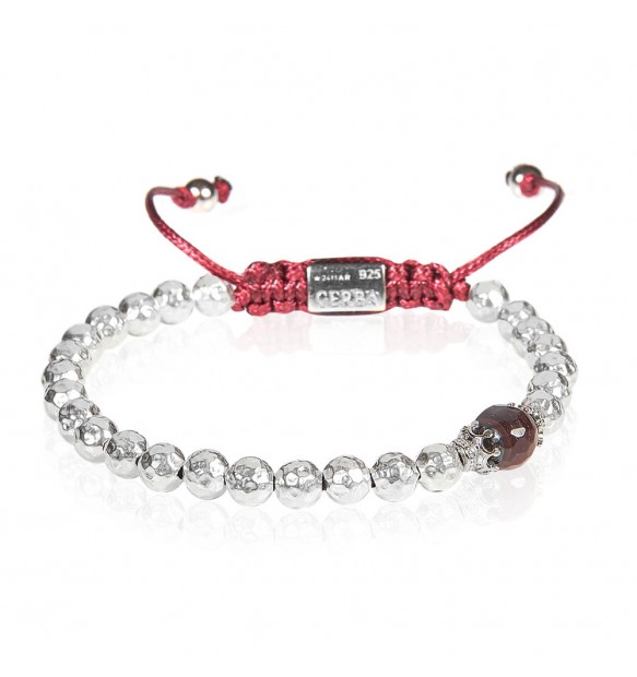 Bracciale Gerba Silver Ball occhio di tigre rosso SB08