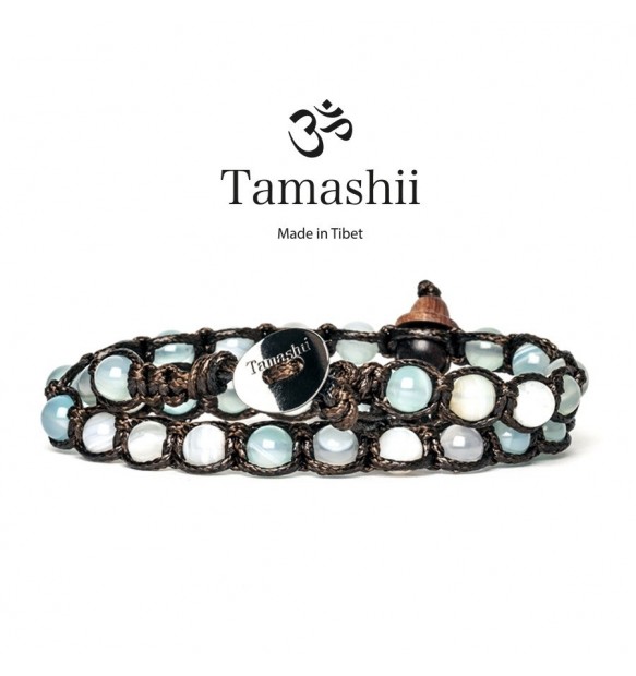 BRACCIALE TAMASHII LUNGO AGATA VERDE PERSIA STRIATA BHS600-165