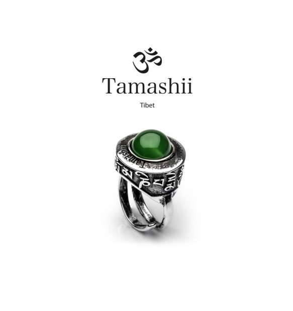 Anello Tamashii pan zvaa rhs903-12 argento e agata verde