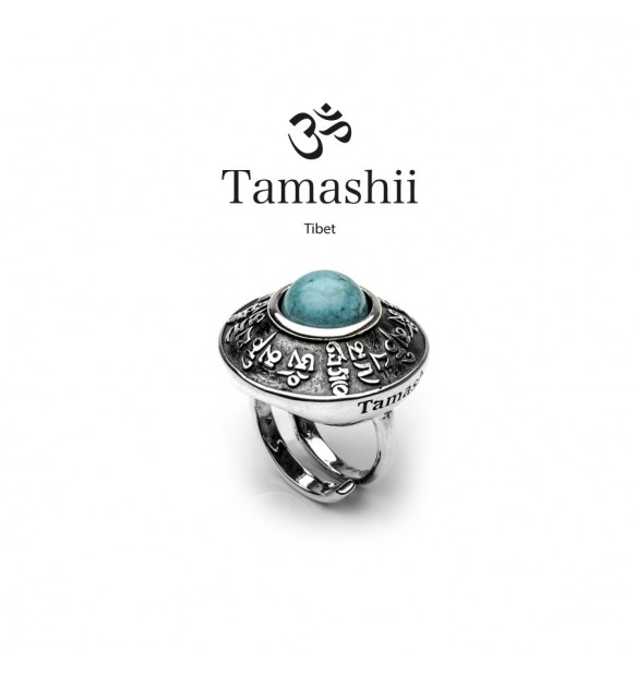 Anello Tamashii pan zvaa RHS904-07 argento e turchese