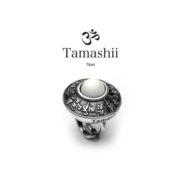 Anello Tamashii pan zvaa RHS904-14 argento e agata bianca