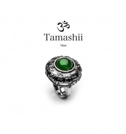 Anello Tamashii rig zva RHS905-12 argento e agata verde