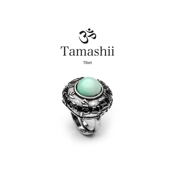 Anello Tamashii rig zva RHS905-53 argento e agata azzurra