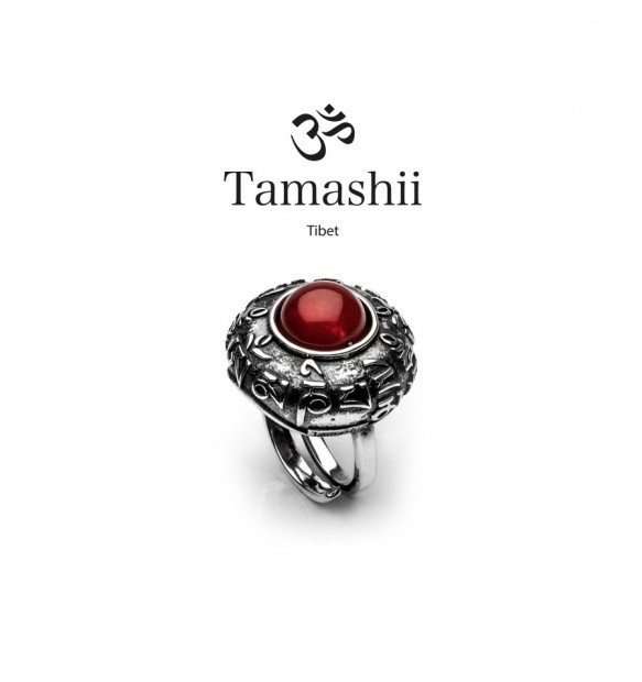 Anello Tamashii rig zva RHS905-124 argento e agata rossa
