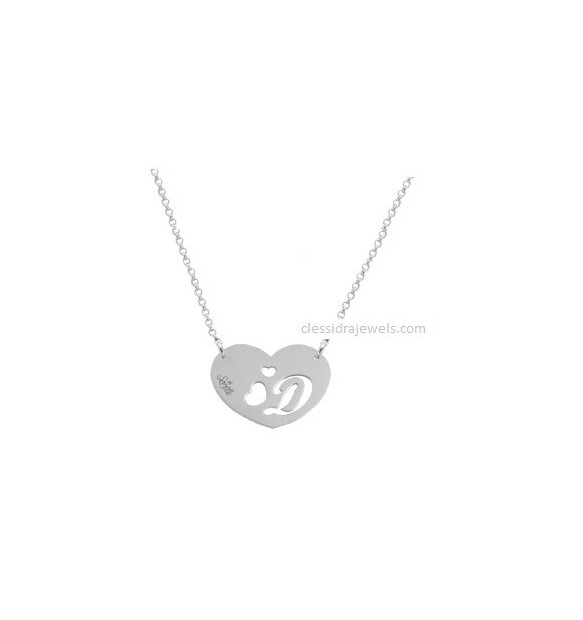 COLLANA CON INIZIALE PERSONALIZZATA INCISA - LETTERA SILVER 2 CM 